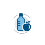 ícone de garrafa de água e maçã